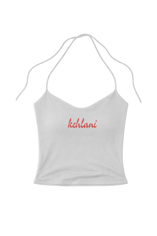 KEHLANI SCRIPT HALTER TOP