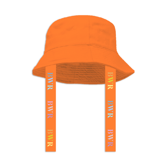 bwr orange drawstring bucket hat