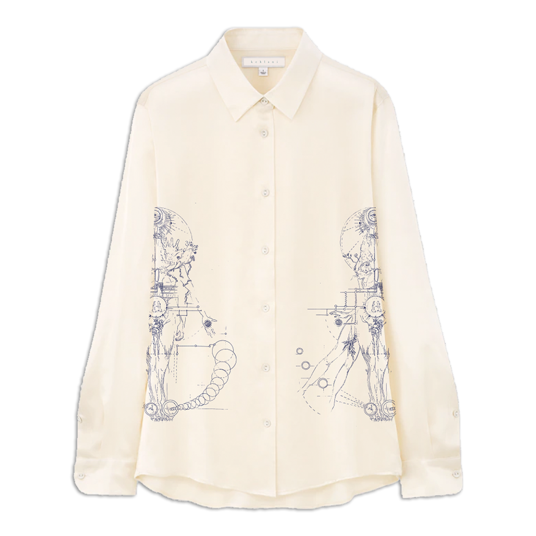 blue water map oversized cotton poplin shirt